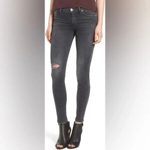 Hudson Krista Low Rise Super Skinny Distressed Jeans in Grey Size 29